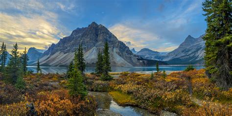 Bow Lake Fall Color And Mountains Fine Are Photo Print Photos By