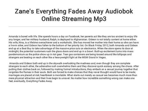 Zanes Everything Fades Away Audiobok Online Streaming Mp3