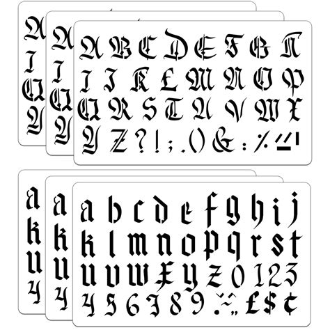 Buy 6 Pieces Old English Lettering Stencil Gothic Font Stencil Template