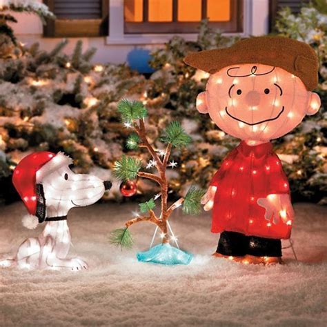 Christmas Charlie Brown Snoopy Outdoor Lighted Tree Yard Art Lawn Porch