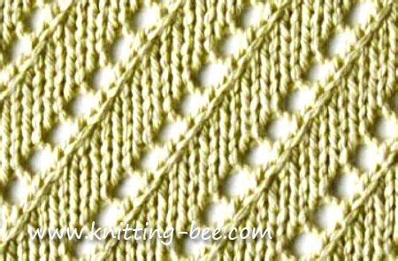 Knitting abbreviations are often used for brevity in describing knitting patterns. Free stitch pattern for a diagonal lace stitch ...