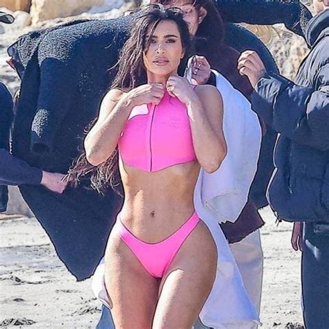 Kim Kardashian Turns Up The Heat In Pink Thong Bikini New Photo Shoot