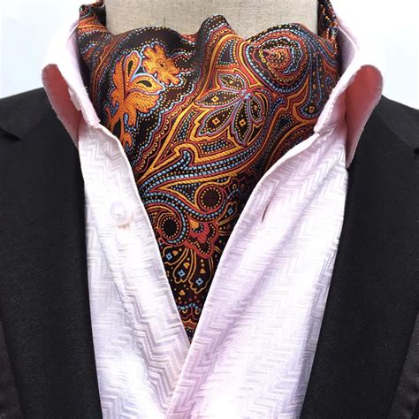 2017 Polyester Jacquard Paisley Mens Fashion Ascot Neck Tie Vintage