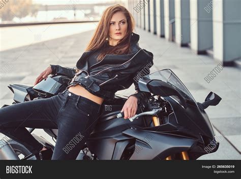 Biker Girl In A Leather Clothes On A Motorcycle Stock Photo By Arthurhidden Lupon Gov Ph