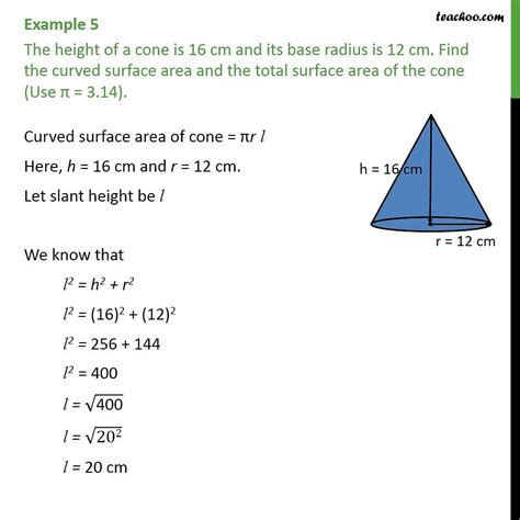 Example 2 The Height Of A Cone Is 16 Cm And Its Base Examples