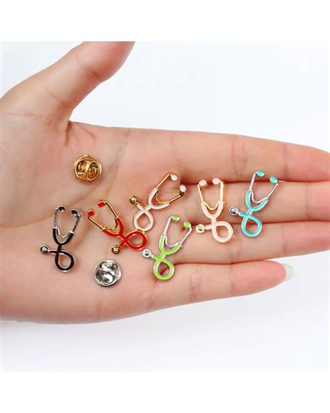 Nurse Pins Medical Brooches For Women Fashion Colorful Metal Stethoscope Enamel Jewelry Men