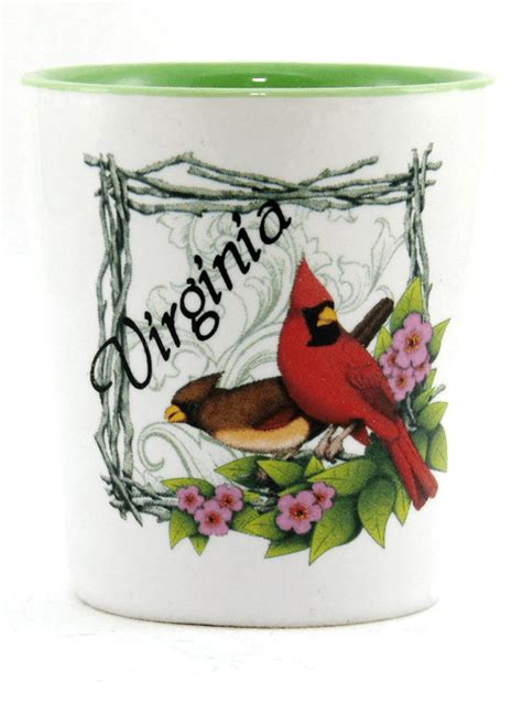 Virginia Cardinal Pattern Ceramic Shot Glass World By Shotglass