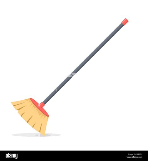 Broom Mop Sweep Cartoon Flat Icon Clean Tidy Dust Cleanup Vector