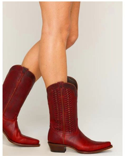 Shyanne Womens Leather Laced Western Boots Snip Toe Boots Red