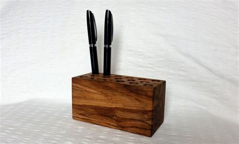English Walnut Wooden Pen Desktop Stand Holder Pencil Wood Etsy