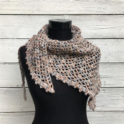 crochet shawl triangle scarf pattern pdf wool puff bobble etsy