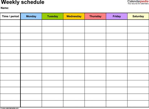 One Week Calendar Template With Hours Calendar Calendar Template 2021