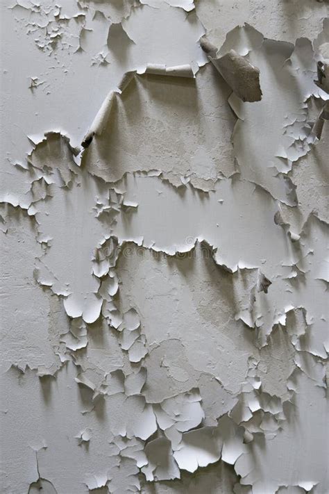 White Cracked Paint On The Wall Old Painted Wall Grungy Cracked White