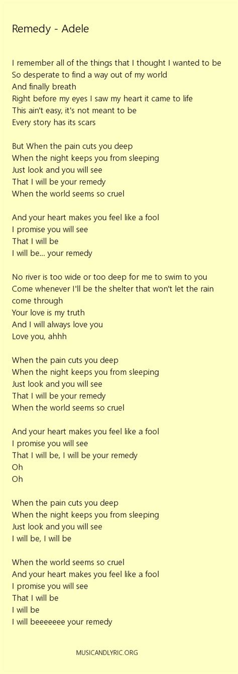 5 may 1988 birthplace thank you for visiting our adele songs and lyrics page. Adele - Remedy lyrics, pdf - Musicandlyrics (With images ...