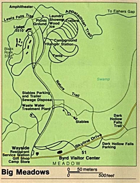 Mapa Detallado De Big Meadows Parque Nacional Shenandoah Virginia