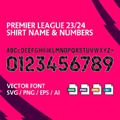 Premier League 2324 Numbers And Lettering Digital Download Etsy