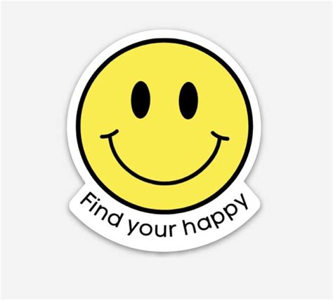 Find Your Happy Smiley Face Die Cut Sticker Sabrinaroseco Etsy