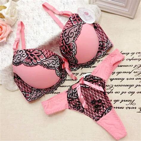 Buy Sexy Lace Women Push Up Bra Panties Sets Hollow Out Thongs French Romantic Intimate
