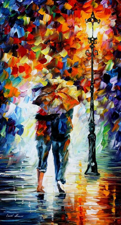 Bonded By The Rain — Palette Knife Oil Painting On Canvas By Leonid