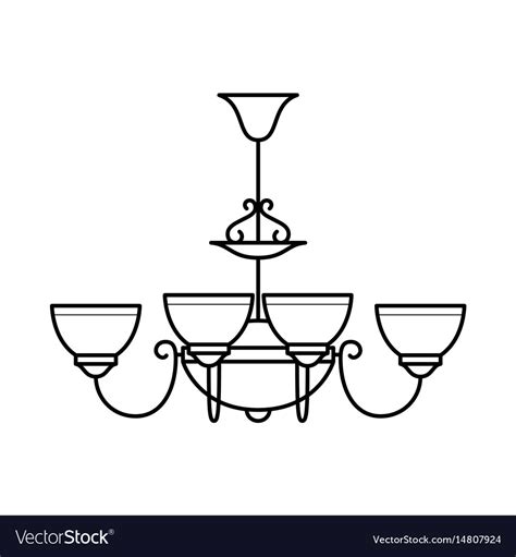 Ceiling Lamp In Outline Style Royalty Free Vector Image
