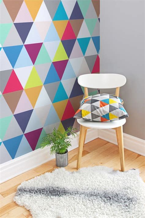 Multicoloured Triangles Wallpaper Geometric Pattern Muralswallpaper
