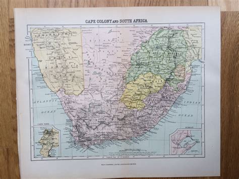 1888 Cape Colony And South Africa Original Antique Map 105 X 125