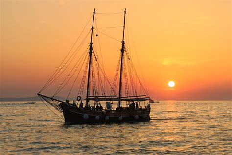 Free Images Sea Ocean Sunset Boat Dusk Evening Vehicle Mast