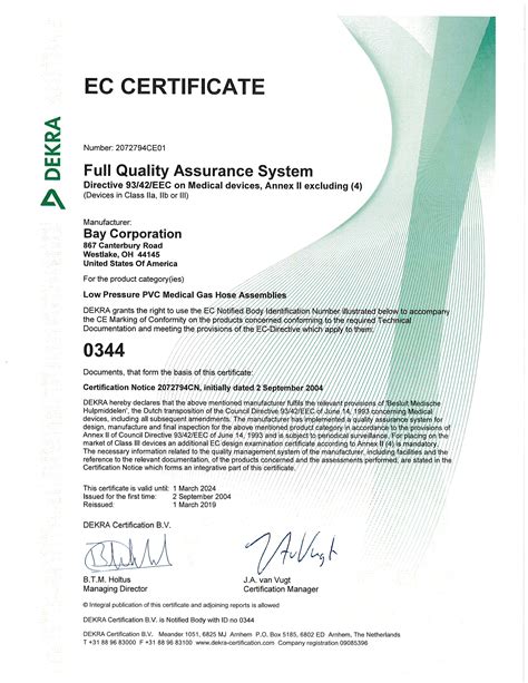 Ce Marking Of Conformity Medical Gas Fittings Bay Corporation