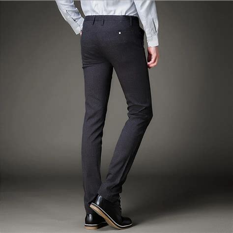 Buy Stretch Skinny Dress Pants Men Linen Business Office Pencil Suit Pants Slim