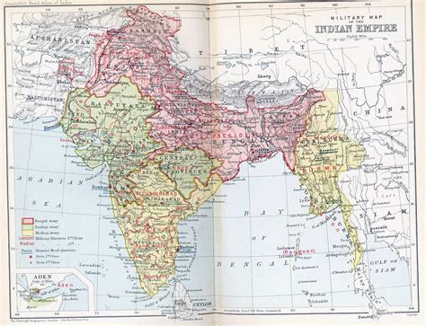 Grande Antiguo Mapa Político Y Administrativo De La India 1893