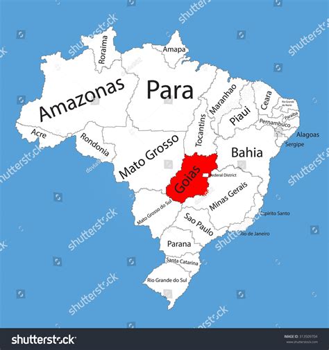 The population of the municipalities in the state of goiás according to census results and latest official estimates. Goias, Brazil, Vector Map Isolated On Brazil Map. Editable ...