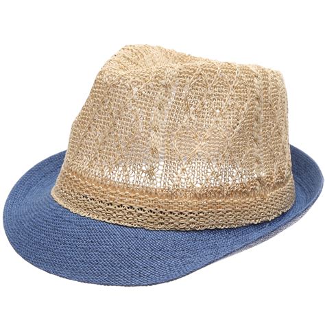 Mirmaru Womens Summer Two Tone Trilby Style Color Short Brim Straw