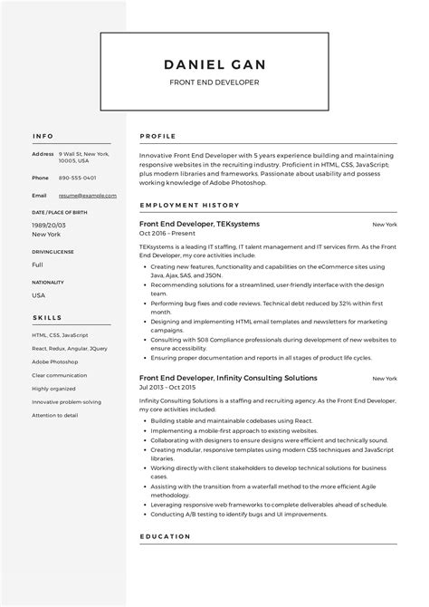 A person not afraid of math and statistics. Front-End Developer Resume & Guide | Resume examples, Web ...