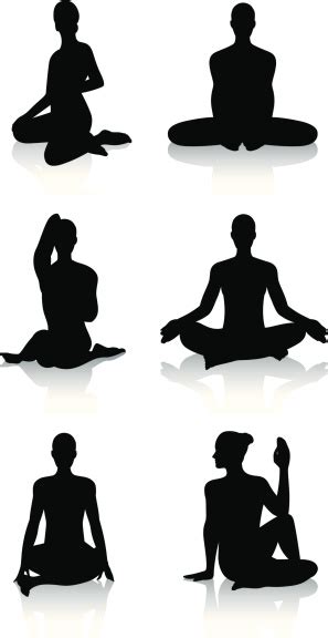 Stylized Yoga Silhouettes Seated Stock Illustration Download Image