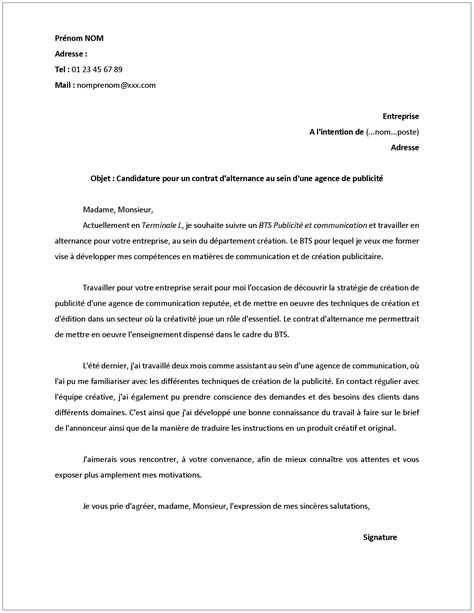 Exemple lettre de motivation alternance tironem.fr