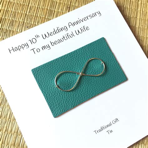 10th Wedding Anniversary Card Tin Anniversary Aluminium Infinity Symbol Husband Wife Him Her