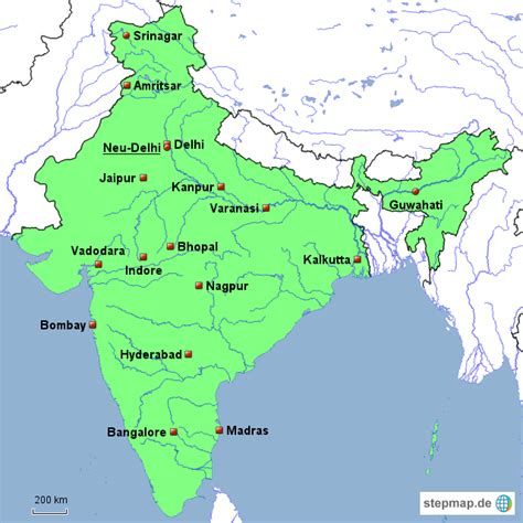 In einigen fällen führen geänderte. StepMap - Indien (politisch, inkl. Flüsse) - Landkarte für ...