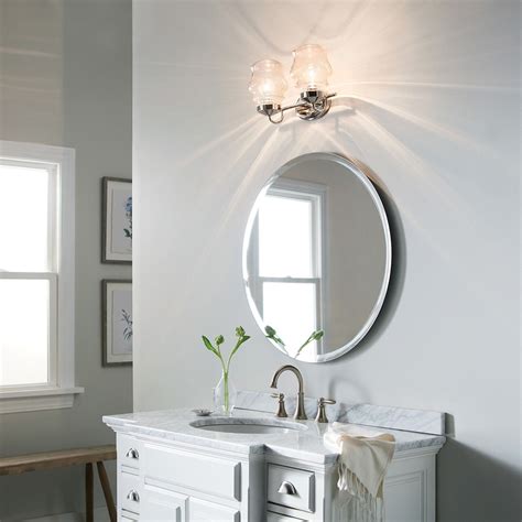 For larger bathrooms, you may need to choose a wider bath bar such as a 72 or 96 inch light strip or use. Janiel™ 15" 2 Light Vanity Light with Clear Glass Polished ...