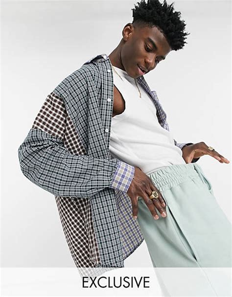 Collusion 90s Style Oversized Mixed Check Shirt Asos