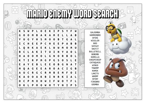 Mario Word Search Printable Idolmanagerfreedownload