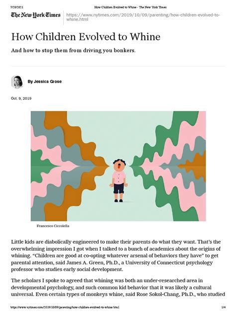 How Children Evolved To Whine The New York Times Pdf Psychology