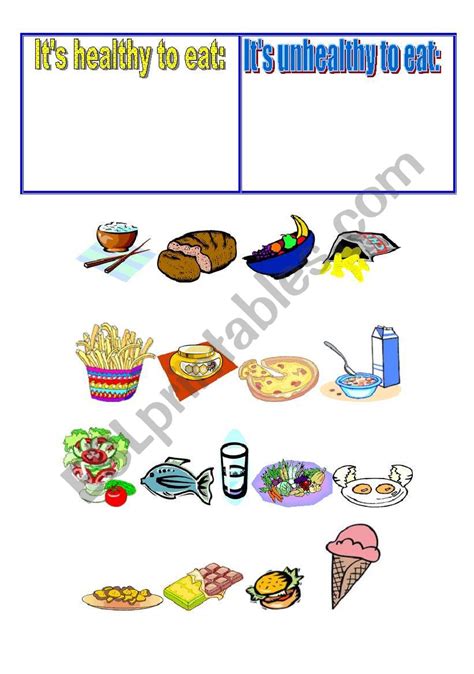 Make sure to use your healthy food card to make healthy choices! healthy/unhealthy food - ESL worksheet by olik22