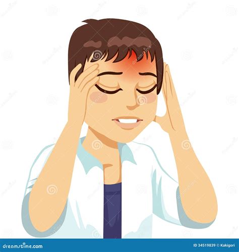 Man Having Headache Stock Vector Illustration Of White 34519839