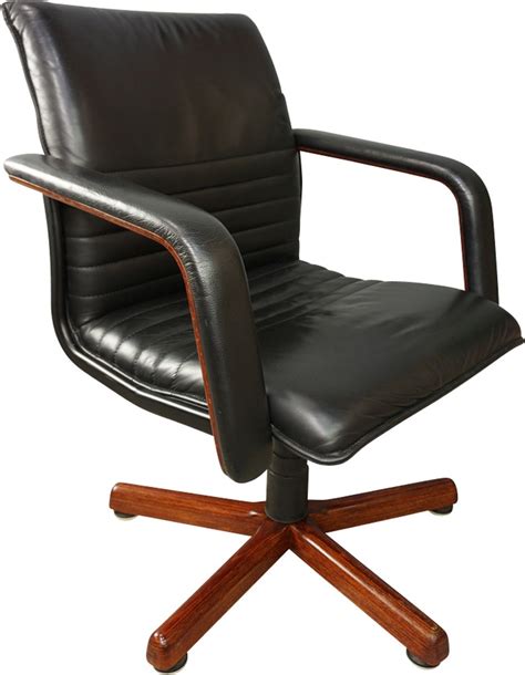 In great shape, no issues. Vintage swivel office chair in wood and leather - 1960s ...