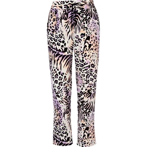River Island Purple Leopard Print Pants In Purple Lyst