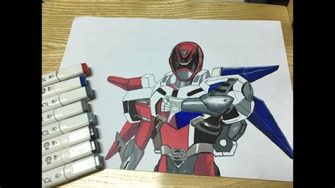 Drawing Dekared Battlizer In Dekaranger Spd Red Ranger Youtube
