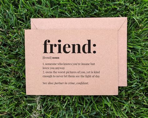 Definition Of Friend Friendship Card Funny Card For Friend Etsy