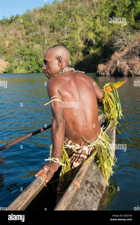 Melanesia Papua New Guinea Tufi Village Man In Traditional Attire