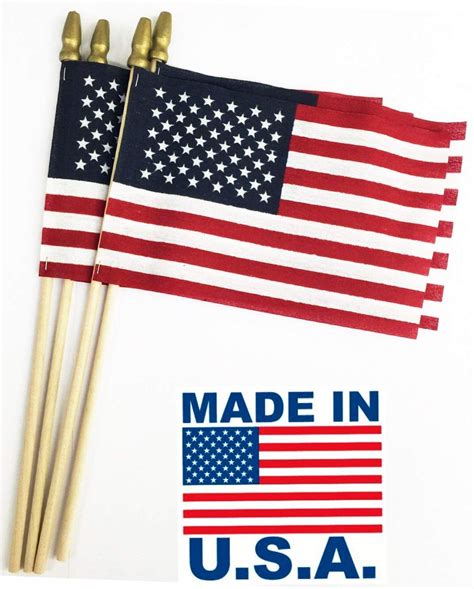 Texpress Set Of 12 Proudly Made In Usa Small American Flags 4x6
