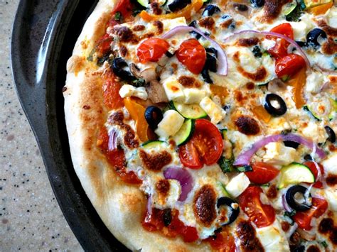 Supreme Veggie Pizza With Mozzarella And Feta Grilled Pizza Recipe